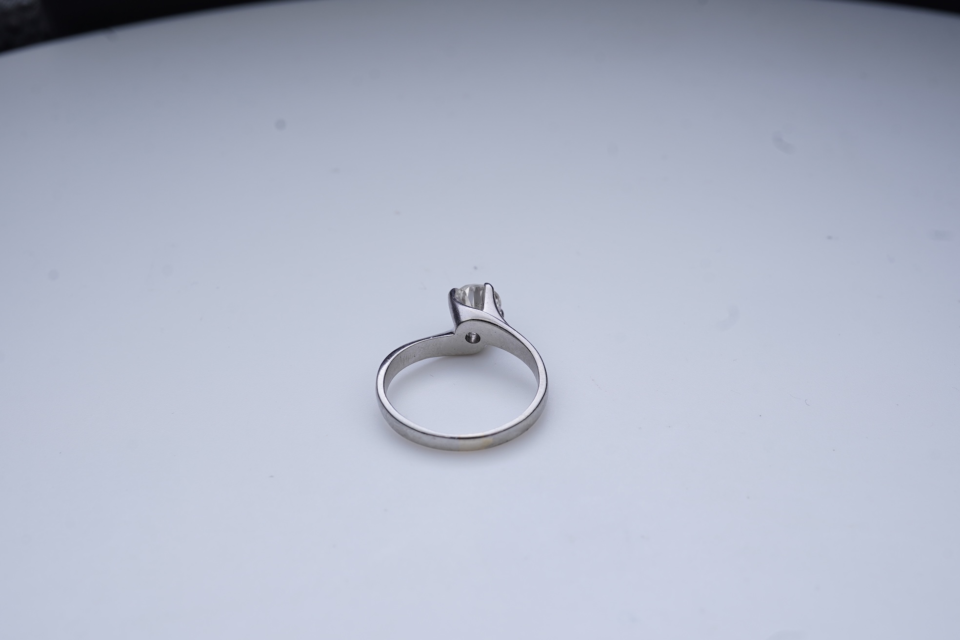 A diamond solitaire ring
